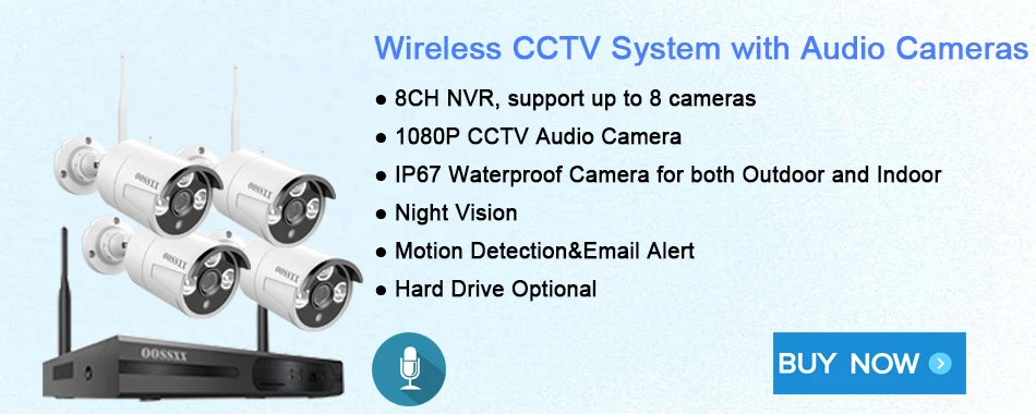 Беспроводная система безопасности, 8-канальный 1080P NVR комплект, 8 шт 1080P(2,0 м) наружная беспроводная ip-камера видеонаблюдения byOOSSXX