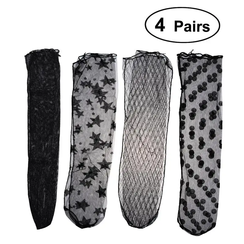 4 пары, женские прозрачные носки в сеточку, женские летние сексуальные кружевные короткие носки в сеточку, сетчатые Чулочные изделия