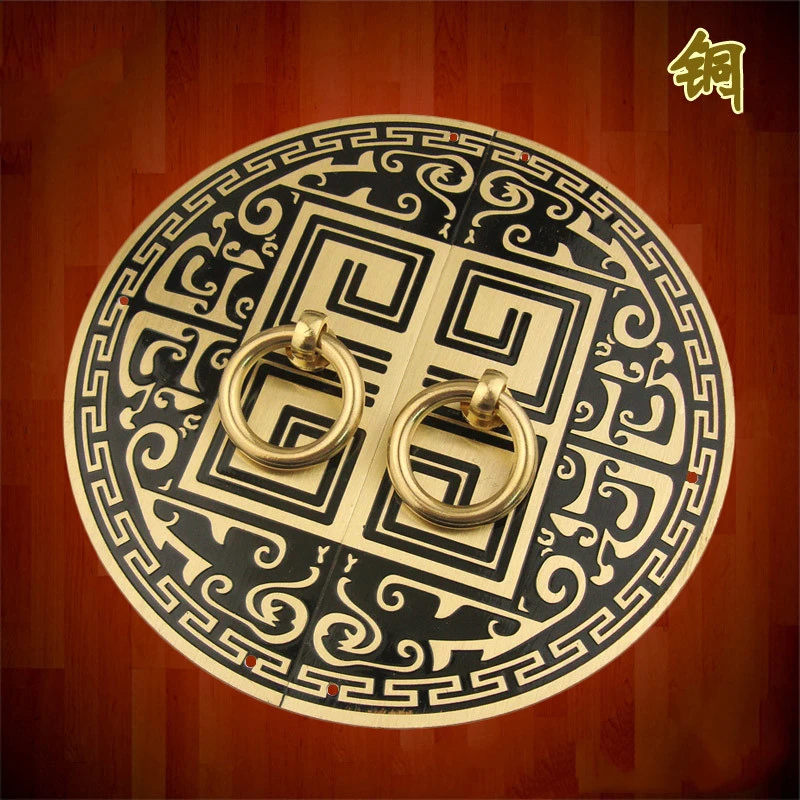 Antigo Chinês Botões de Bronze e Alças Padrão de Cobre Puro Gaveta da Porta Puxa Armário Botões de Móveis Ferragem Pcs Par