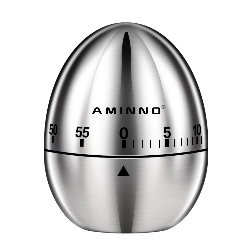 Egg AMINNO кухонный таймер ручной из нержавеющей стали в форме яйца механический вращающийся будильник с 60 минут для приготовления пищи - Цвет: Egg