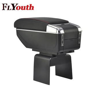 

For Peugeot 307/Citroen Elysee 307 2004-2013 Armrest Box USB Charging Heighten Double Layer Central Content Cup Holder Ashtray