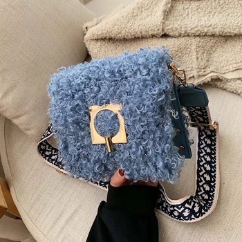 

2020 Winter New Arrived Fashion Women Plush Handbag Shoulder Bag Female Chain Messenger Bag Soft Warm Fur Bag Bolsa Feminina Q4