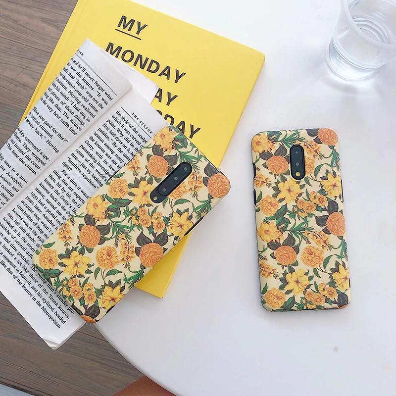Чехлы для телефонов OnePlus 7 в стиле ретро с желтым цветком, Мягкая матовая задняя крышка, Подарочные чехлы для телефонов one plus для Oneplus 7 Pro, задняя крышка