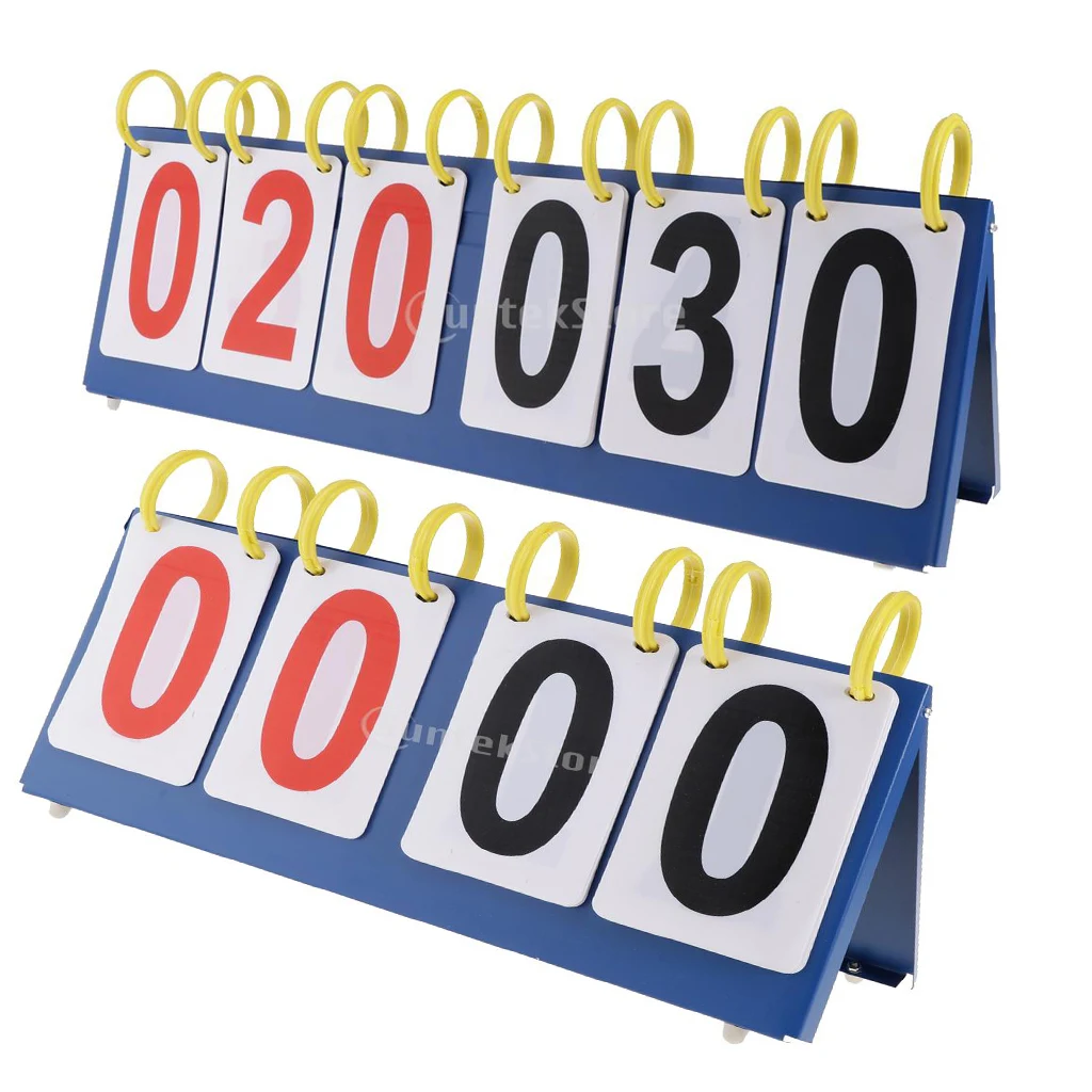 Lightweight Sports Table Top Scoreboard Flip 99/999 Score Board with Red Black Plastic Number Cards