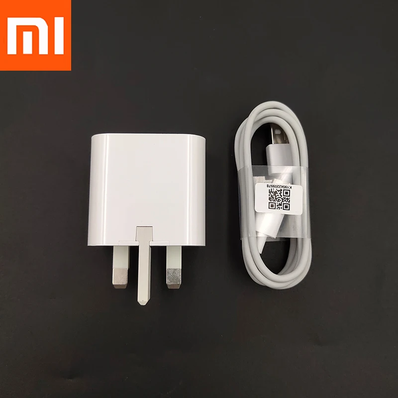 UK Add Cable Xiao mi быстрое зарядное устройство QC 3,0 зарядное устройство адаптер питания Usb type C кабель для mi 8 9 Pro a2 a1 9t k20 pro Red mi note 7 8 mi x 2 3 - Тип штекера: UK Add Cable