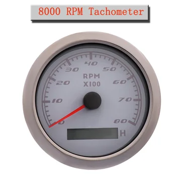 

8000 RPM Tachometer 85 MM Tach Tachometer Gauge With Hour meter Red Backlight For Boat Car Gasoline Diesel 12V 24V