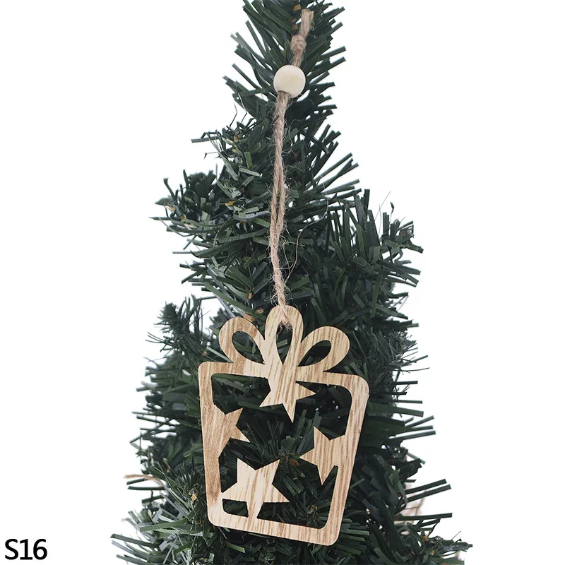 3/6pcs Christmas Wooden Pendant Wooden Hollow Snowflake Christmas Tree Hanging Decor For New Year Xmas Party Ornaments Kids Gift