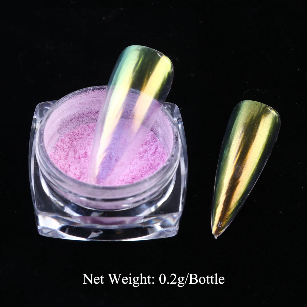 0.2g Transparent Nail Glitter Powder Mirror Aurora UV Gel Pigment Magic Dust for Tips Nail Art Decoration Nail Dipping 6