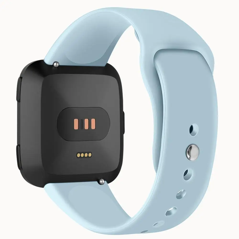 Высококачественный однотонный Браслет для Fitbit Versa 2/Versa Lite водонепроницаемый сменный мягкий силиконовый ремешок для часов Correa - Цвет: Light blue