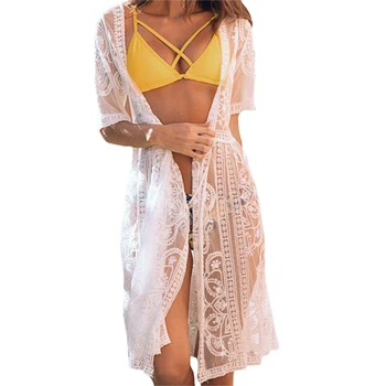 

Sexy Bikini Cover Up Swimwear Floral Lace Crochet Cover-ups Swimsuit Beach Dress For Women