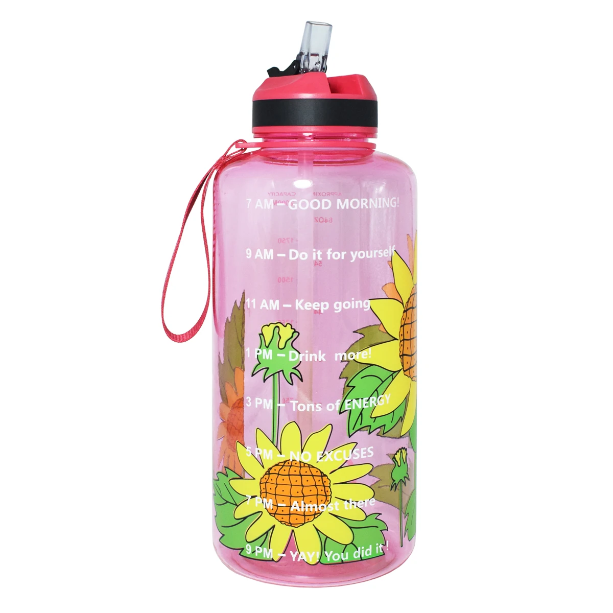 Sunflower Bottle QuiFit, 2л, 1,3л, 450 мл, Половина галлонов, Тритан, бутылка для воды с соломинкой, BPA Free My Drink Bottles, портативный шейкер для протеина, спортивный кувшин для тренажерного зала - Цвет: Sunflower Bottle