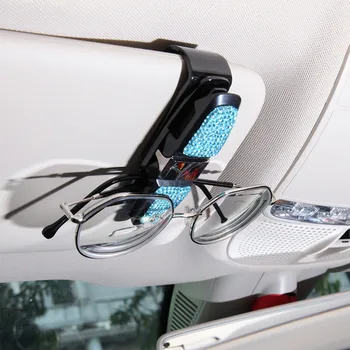 

Auto Car Vehicle Sun Visor Clip Holder for Sunglasses Car Accessories Bling Double Layer Glasses Holders for Car Sun Visor Cute