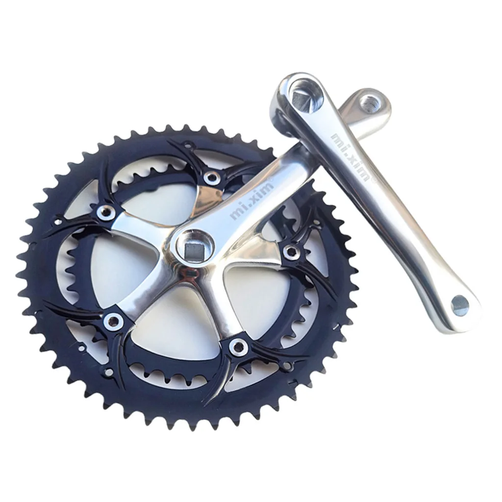 mi.Xim Bike Crankset 39-53T 6-10 Speed Double Chainring 130BCD 165mm Crankarms Cycle Fixed Gear Left Right Crankarms Cassettes