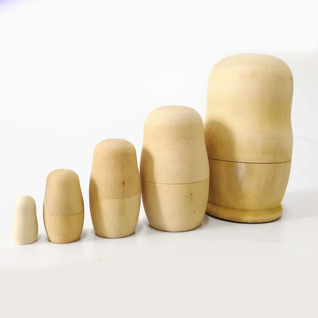 5pcs Blank Wooden Embryos Russian Nesting Dolls Toy Unpainted Matryoshka Doll DIY Paint Skill Training For Children Gift 1