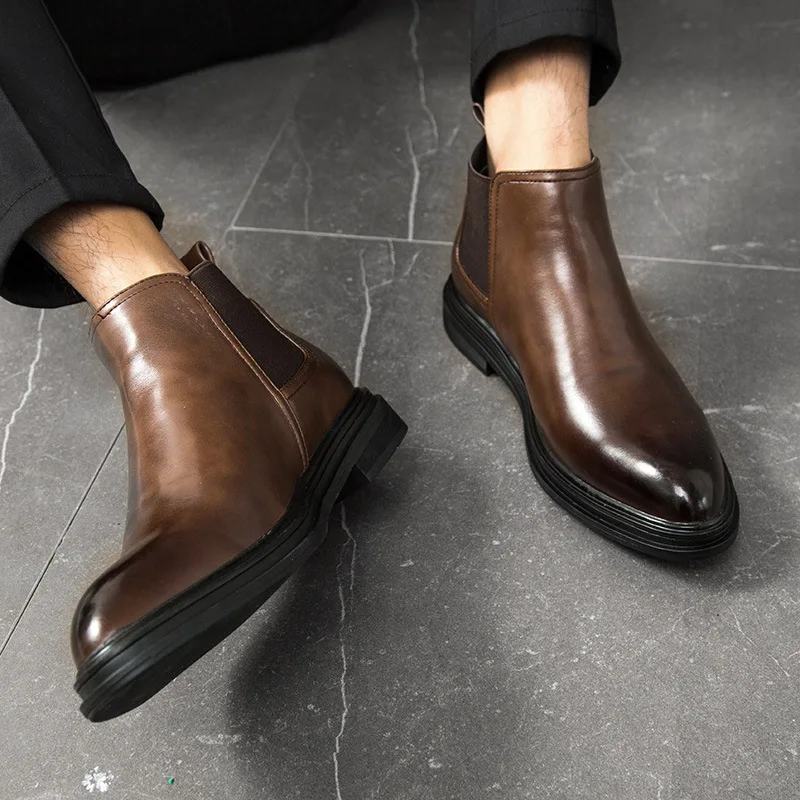 Men Chelsea Boots Winter Leather Fashion Brand Autumn Footwear