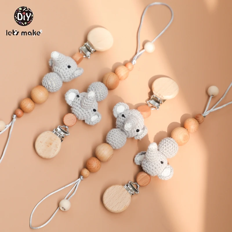 

Baby Teether Childen's Goods Feeder Pacifier Nipples For Baby 1pc Elephant Nipple Chain Crochet Rodent Wooden Beads Let's Make