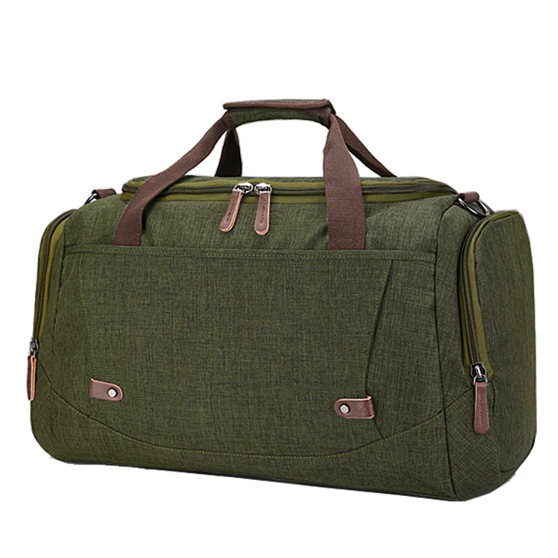 Армейский зеленый Large capacity travel bag anti splashing material for men and women pure color luggage travel bag - Цвет: Армейский зеленый