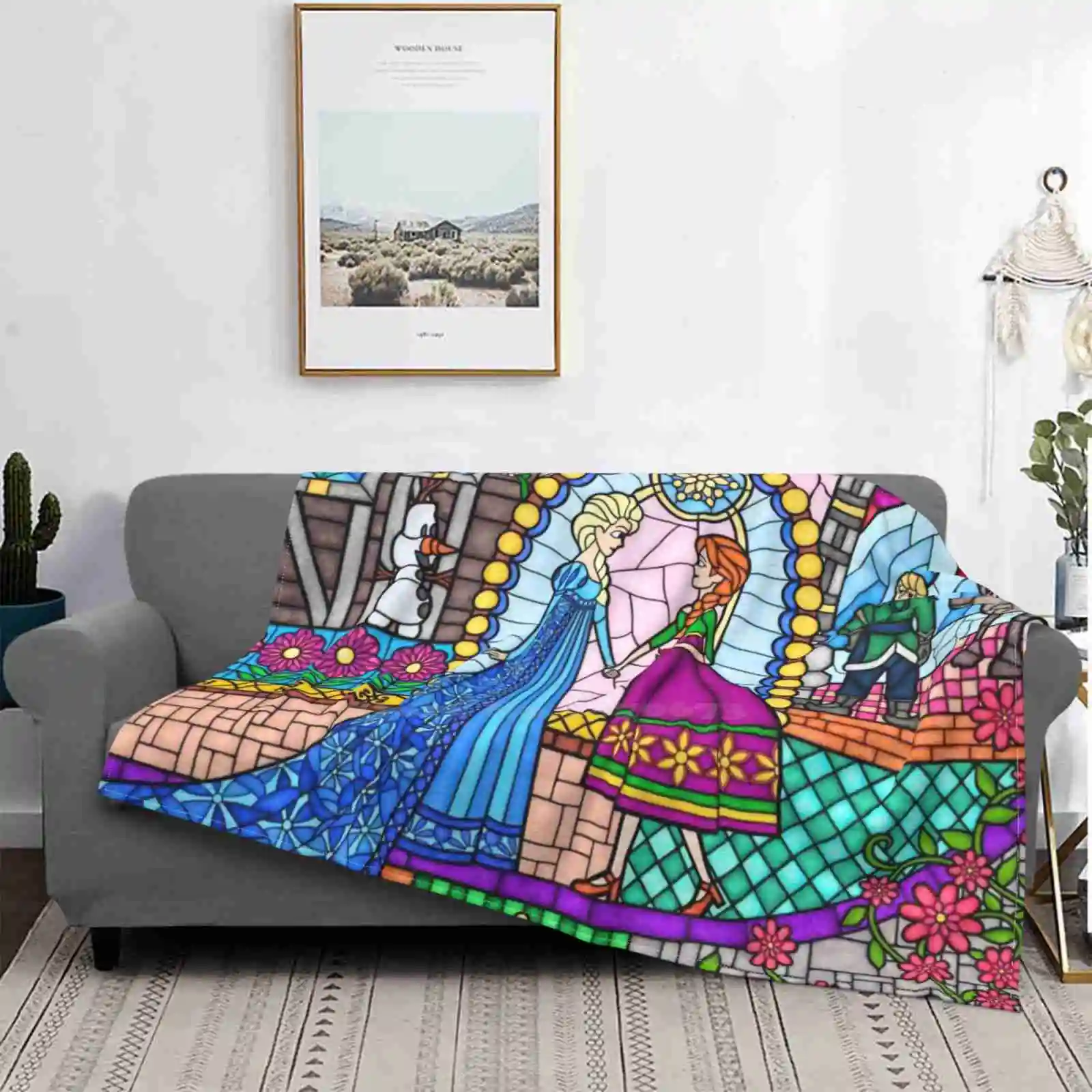 Sisterly Love In The Stained Glass Window Tutte Le Taglie Soft Cover Coperta Home Decor Bedding Elsa Anna Olaf Sven Krimoff Sisters
