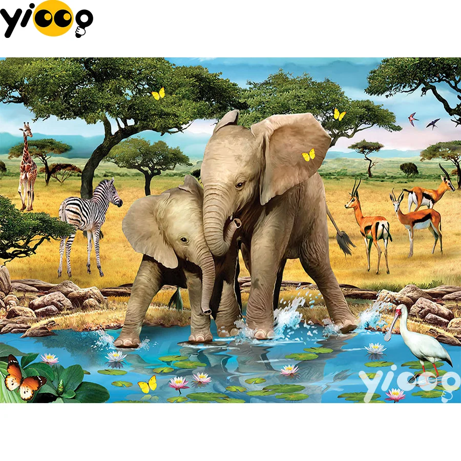 

Full Square/Round Drill 5D diamond embroidery African Elephant diamond Painting Rhinestones mosaic Cross stitch Decor EX0106