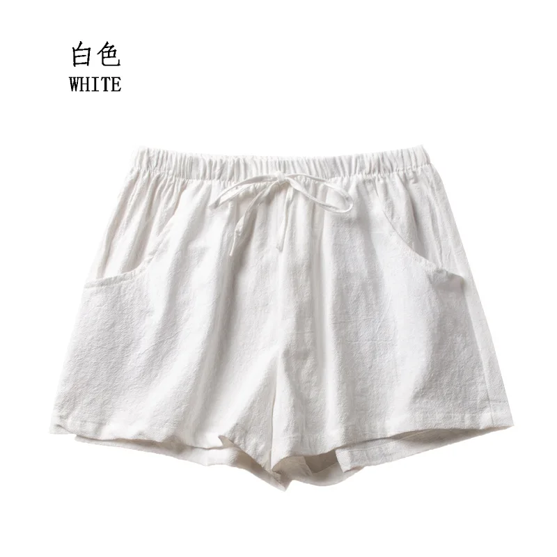 Cotton Linen Shorts Woman Basic Short Pants Mini Trousers Trafic Fashion High Waist Bottom for Teen Girls Summer Plus Size ladies shorts Shorts