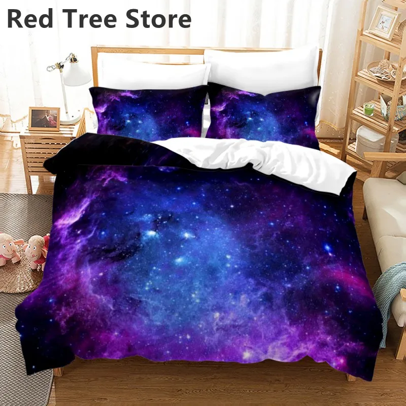 Cartoon Universe Bedding Set Galaxy Outer Space Duvet Cover Quilt Comforter with Pillowcase King Queen Full Size Bed Linen Sets 