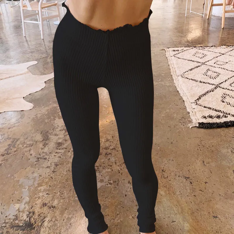 Высокая Талия пуш-ап Леггинсы Женские легинсы для тренировки и фитнеса брюки женские осенняя одежда с рюшами спортивная одежда черные белые леггинсы - Цвет: Черный