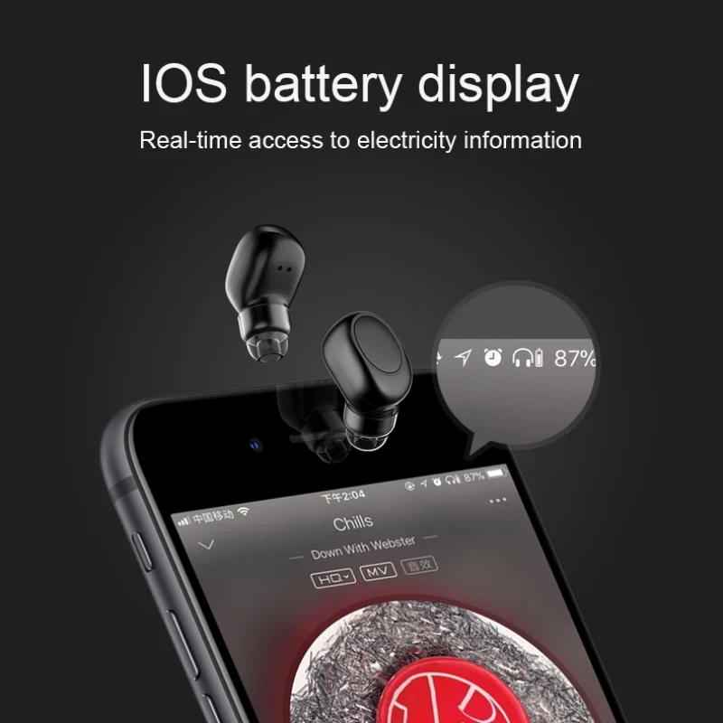 Настоящие беспроводные наушники стерео Bluetooth со встроенным HD микрофоном
