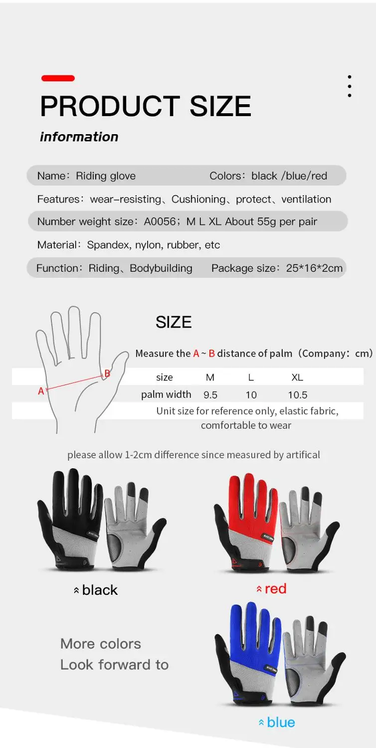 Outdoor Men Full Finger Cycling Gloves Guantes Ciclismo Road Mountain Bike MTB Gloves Long Finger M L XL cycling gloves