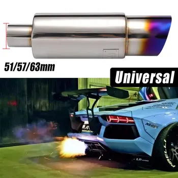 

Car Exhaust Pipe Muffler 51/57/63mm Interface Silencer For BMW Benz Civic Muffler Tip Pipe Systems Universal 304 Stainless Steel