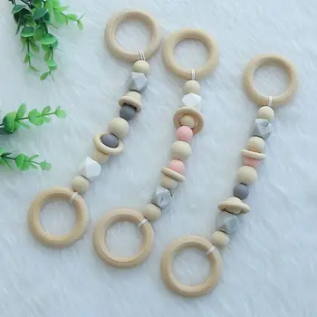

Wooden Newborn Baby Beads Teether Nordic Kids Play Gym Wood Bead Hanging Pendant P31B