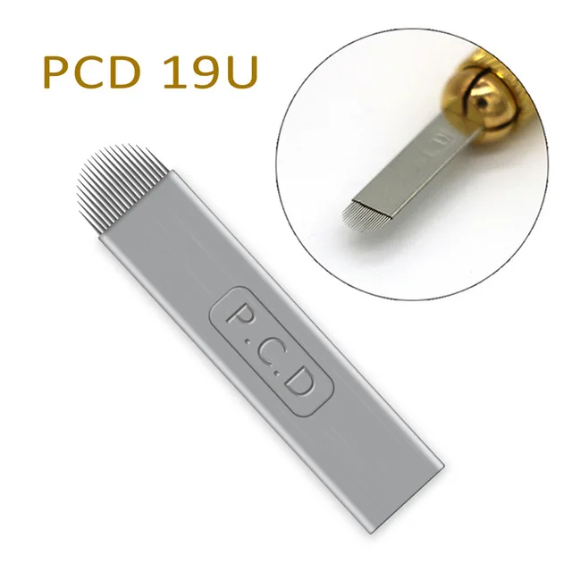 50pcs 19U 50 шт. Lamina Agulhas микроблейдинг tebori 14 pin жесткая PCD игла 14 лезвий постоянный макияж бровей Иглы татуировки Поставки - Габаритные размеры: 50pcs 19U