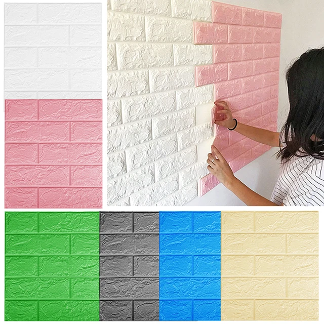 Pegatinas de pared de ladrillo 3D de 10 piezas, papel tapiz de decoración  de espuma impermeable para revestimiento de paredes de niños, fondo DIY  para sala de estar - AliExpress