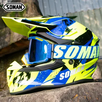 

New motorcycle helmet, cross-country helmet, full coverage, downhill cross-country helmet with sm15 cross-country goggles