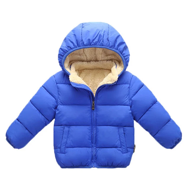 Осенне-зимняя теплая куртка для мальчиков и девочек, рождественское пальто, куртка для маленьких девочек из шерсти ягнёнка, кашемир, Детская верхняя одежда с капюшоном, пальто для маленьких девочек - Цвет: blue