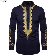 Мужская Повседневная модная рубашка с принтом тотем, длинная рубашка в африканском стиле, американские размеры S-2XL