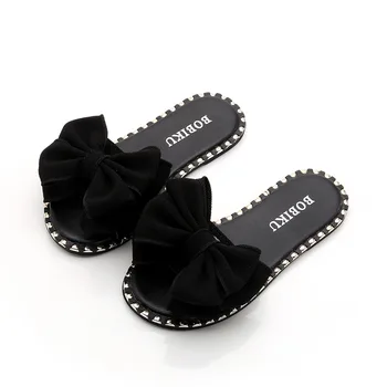 

Casual Bowtie Soft Sandals Medium Big Girls Sequins Kids Beach Shoes Summer Bow-knot Children's Princess Butterfly-knot Slippers