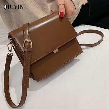 

Qiuyin Luxury Brand Fashion Korean Style Handbags Women's/female/ladies Bags Shuolder Bag Zip Bag Elegant Vintage Leather Solid