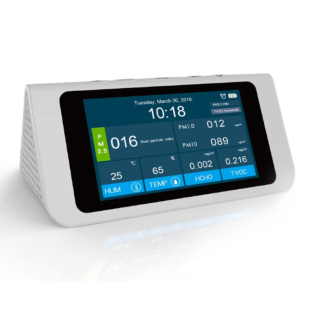 High Accuracy 7" Large Screen PM2.5 PM1.0 PM10 HCHO TVOC AQI Detector Thermometer Hygrometer Air Quality Analyzer
