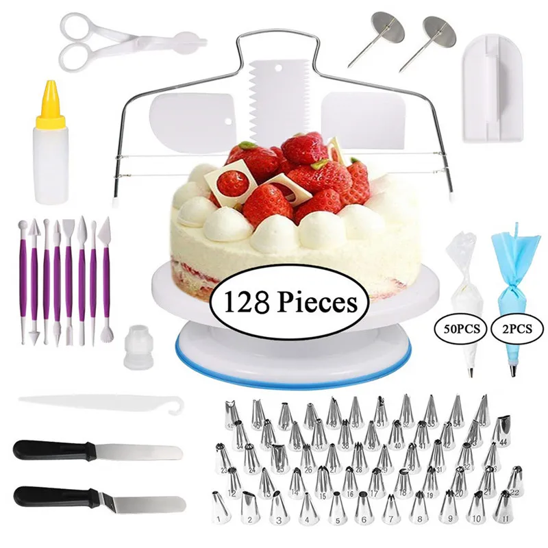 Style C (128pcs) Набор инструментов для украшения торта, поворотные Кондитерские насадки для крема, кондитерские мешки, кондитерские мешки - Цвет: Style C (128pcs)