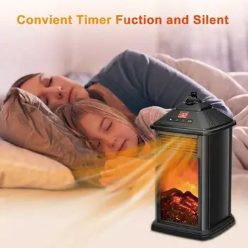 

Electric Space Heater Fireplace Stove Portable Heaters for The with 3D Flame Effect,Thermostat Remote,400W,Black