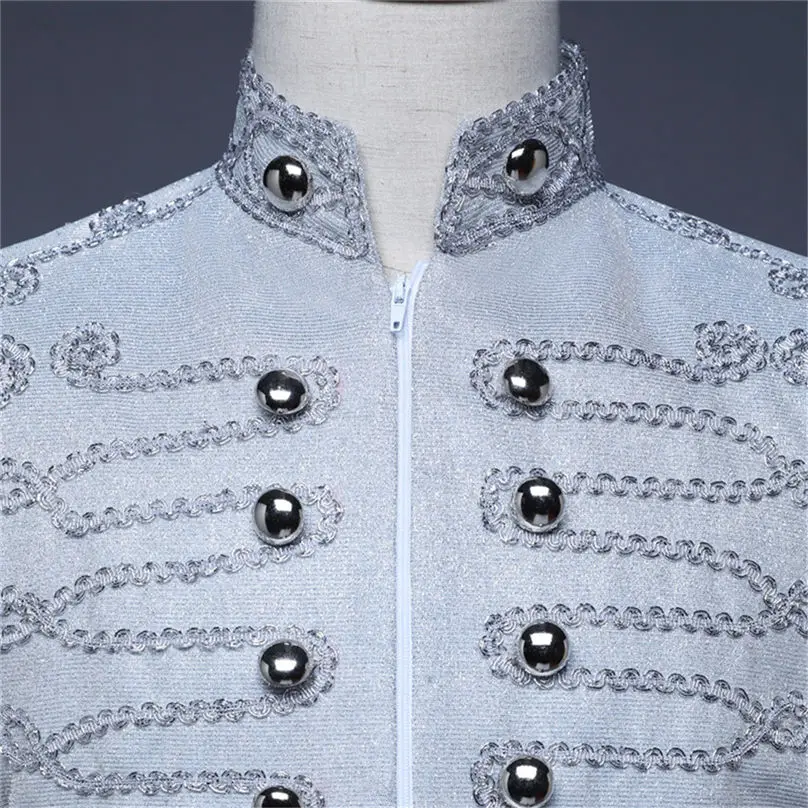 New Men Jacket European Style Zipper Vintage Court Costumes Military Uniforms Formal Stage Performances Men Coat 4S24 (6)