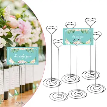 

24pcs 22cm Place Cards Holders Heart Shape Table Number Holders Memo Clips Photo Clips Photo Stand For Wedding Office (Silver)