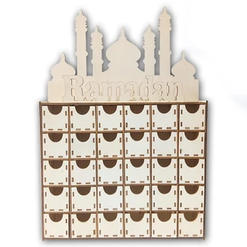 

Wooden Islam Eid Mubarak DIY Drawer Countdown Calendar Decoration Gift Box Decoration Mubarak 30 Day Countdown Calendar Ornament