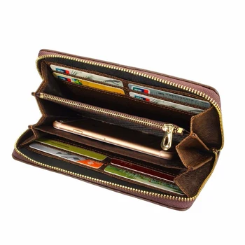 

Vintage Long Wallet Men Leather Wallets Purse Luxury Brands Design Male Notecase Coin Card Holder Burse Business Zipper Carteira
