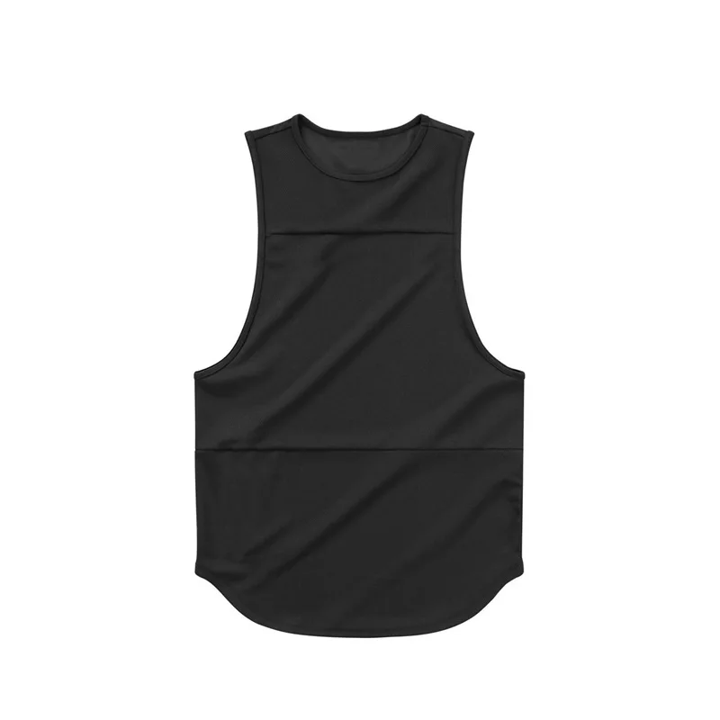 Fashion Casual Gym Clothing Bodybuilding Workout Mesh Tank Top Men Musculation Fitness Singlets Sleeveless Vest Muscle Shirt Men - Цвет: Черный