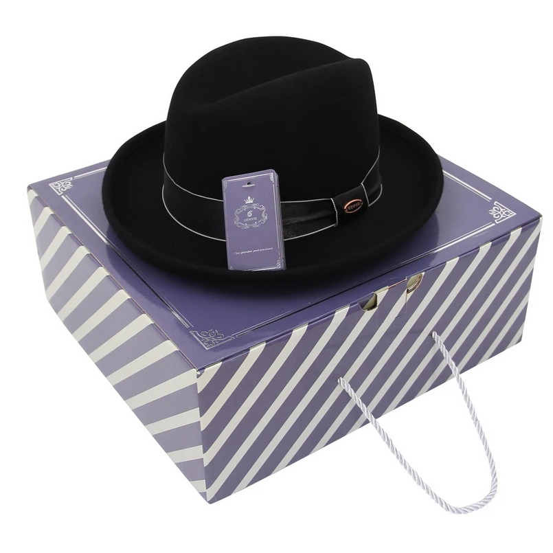 GEMVIE Брендовая женская шляпа из шерсти Billycock homberg Fedora зимняя фетровая шапочка Размер S
