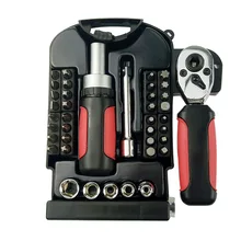 40-piece short handle set tool sleeve Batch head transparent box ratchet adjustable wrench repair  hand tools
