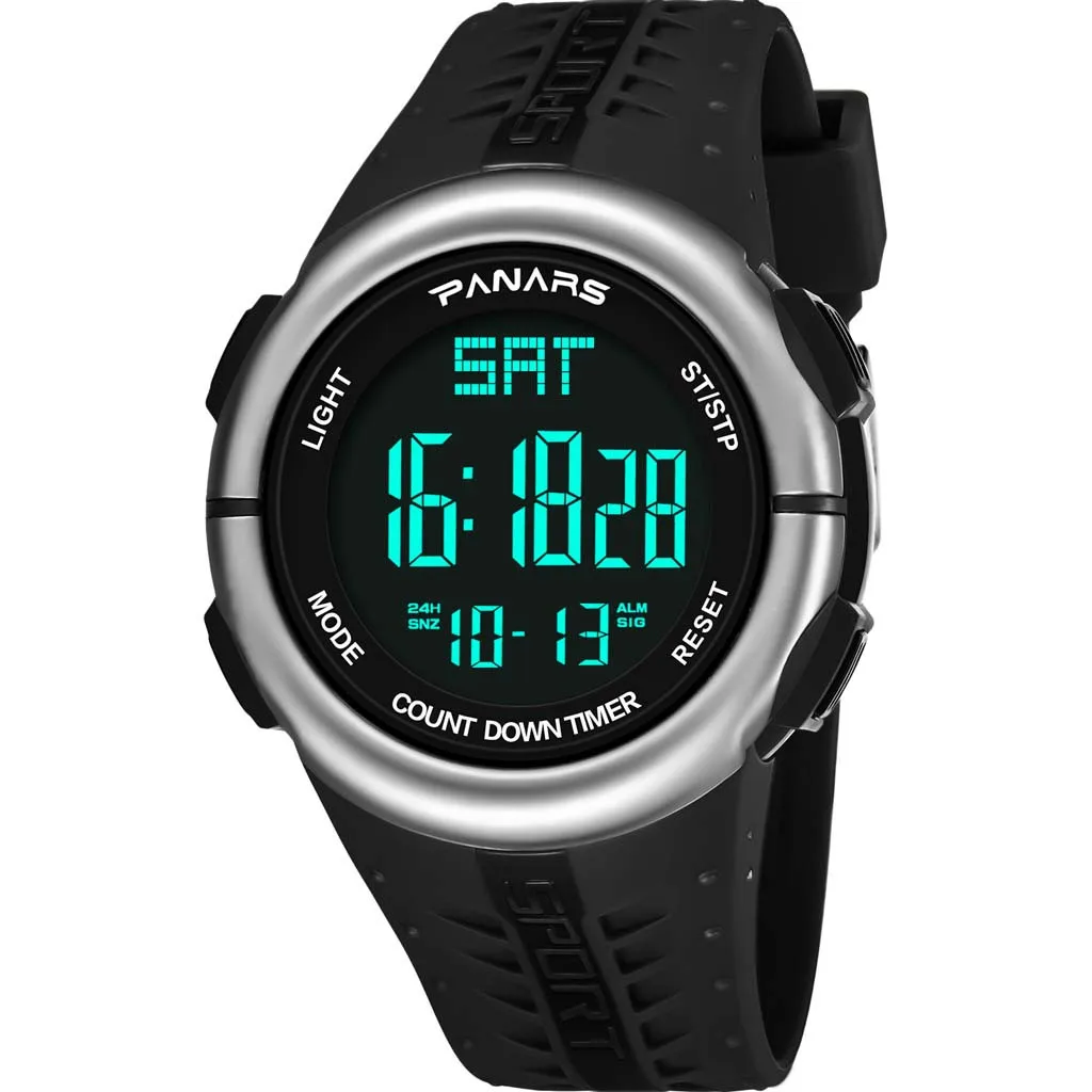 PANARS большой экран спортивные часы для мужчин водонепроницаемый круглый чехол для плавания relogio Цифровые мужские модные светящиеся наручные часы CN