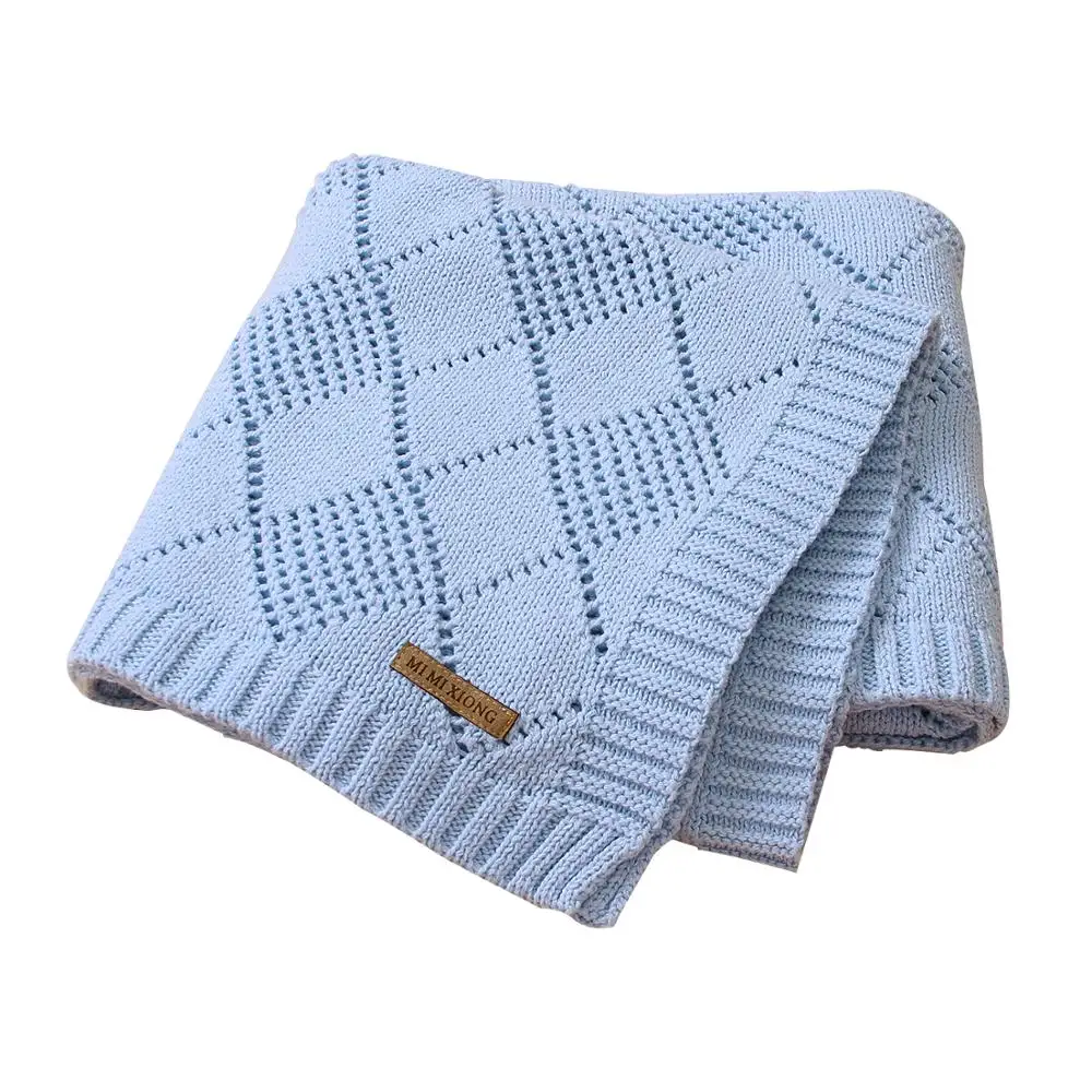 Baby Blankets Knitted 100% Cotton Soft Infantil Bebes Swaddle Wrap Sleep Sack 100*80cm Toddler Kids Stroller Covers Playing Mats