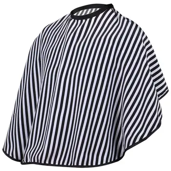 

Hair Cutting/Barbers Cape - Adjustable Black and White Stripe Hairdressing Gown - Short Length